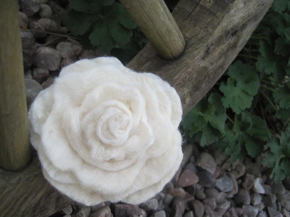 White Merino and Silk Flower 