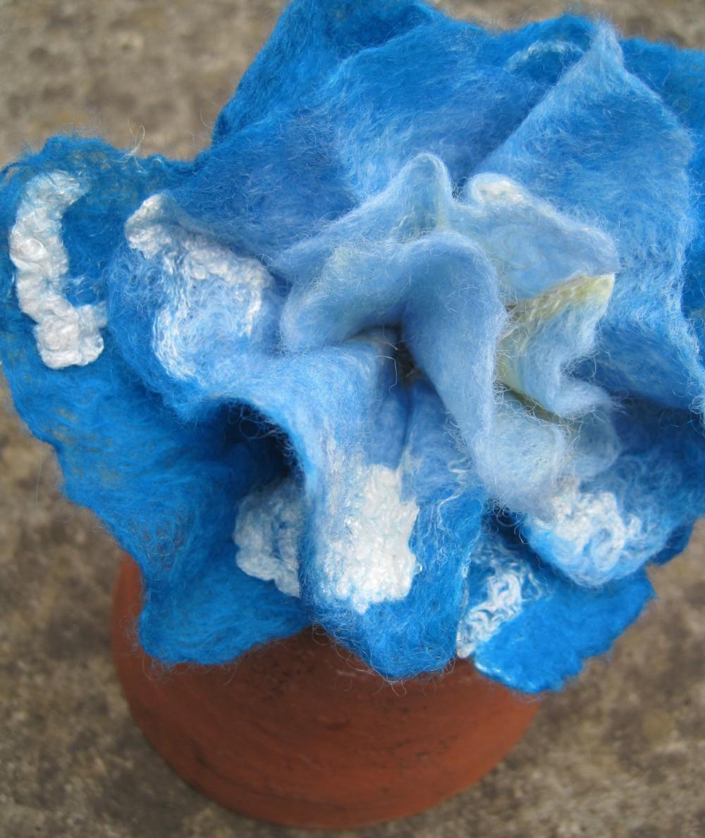Bright Blue Merino Flower