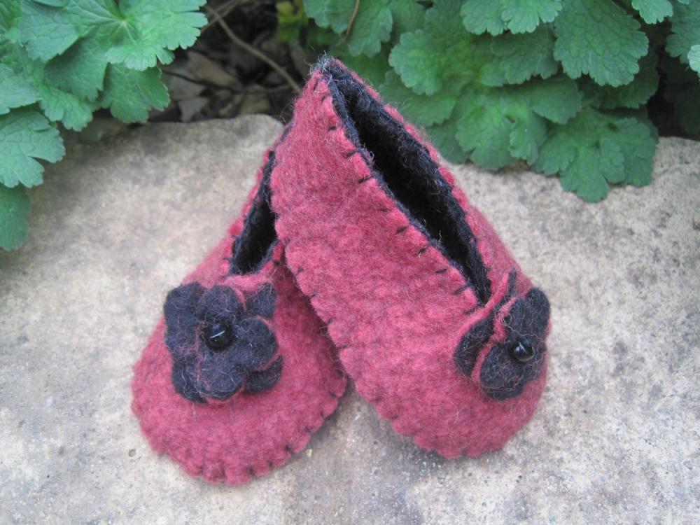 Pink Berry and Black Baby Girl Booties 