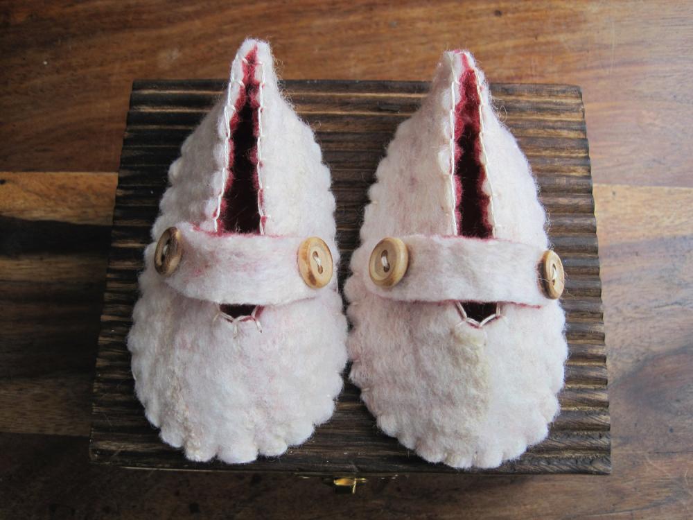 Beautiful Baby Booties, Merino and Silk, Pink and White